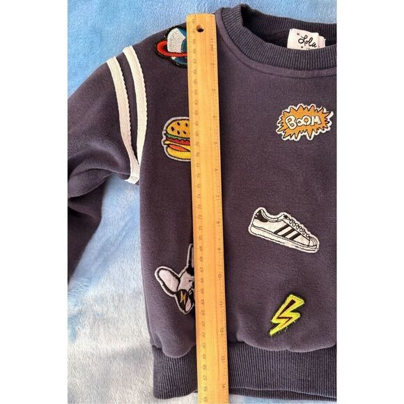 Lola & The Boys Varsity Patch Sweatshirt & Jogger Set in Navy Blue Toddler 2T - Picture 11 of 15